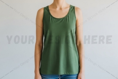 Green solid tank top t-shirt mockup Product Image 1