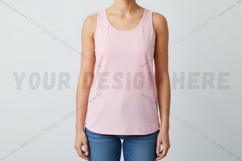 Women's pink sleeveless t-shirt t-shirt mockup Product Image 1