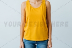Bright yellow tank top for women t-shirt mockup Product Image 1