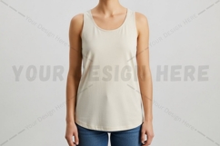 Minimalist white tank top for women t-shirt mockup Product Image 1