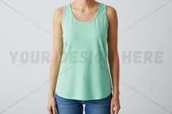 Mint green women's tank top t-shirt mockup Product Image 1