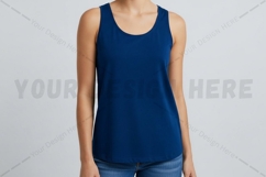 Blue women's tank top t-shirt mockup Product Image 1