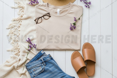 Light pink hoodie on wooden mockup Product Image 1