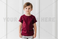 Cute kids' burgundy t-shirt mockup Product Image 1