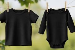 Black t-shirt and onesie mockup design Product Image 1