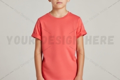 Bright red kids t-shirt mockup Product Image 1