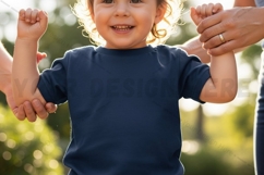 Happy toddler in navy blue t-shirt mockup Product Image 1