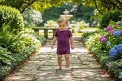Adorable toddler in garden t-shirt mockup Product Image 1