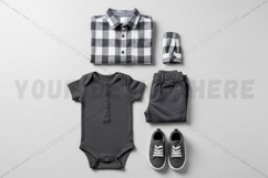 Baby boy summer outfit with t-shirt mockup Product Image 1