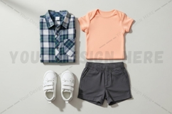 Baby boy summer outfit mockup design Product Image 1
