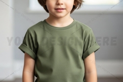 Green kids t-shirt mockup Product Image 1