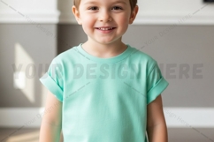 Cute kids t-shirt in mint green mockup design Product Image 1