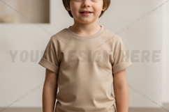 Kids beige t-shirt mockup Product Image 1