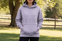 Lavender hoodie with drawstring mockup Product Image 1