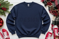 Navy blue crew neck sweatshirt mockup Product Image 1