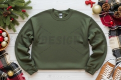 Christmas-themed olive green t-shirt mockup Product Image 1