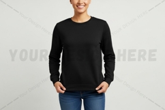 Black long sleeve t-shirt mockup Product Image 1