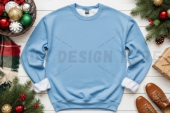 Blue crew neck sweatshirt with christmas mockup Product Image 1