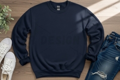 Navy blue crew neck sweatshirt mockup Product Image 1