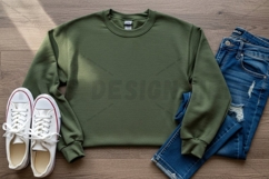 Olive green crew neck t-shirt mockup Product Image 1