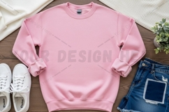 Pink crew neck sweatshirt t-shirt mockup design Product Image 1