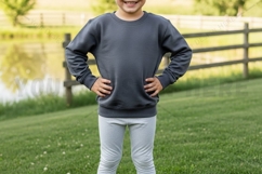 Kids' casual outdoor sweatshirt and pants set mockup design Product Image 1