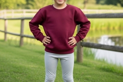 Burgundy crew neck sweatshirt mockup design Product Image 1