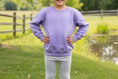 Lilac kids sweatshirt outdoor mockup Product Image 1