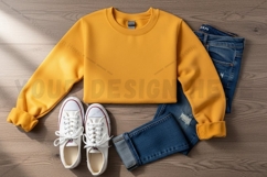 Casual outfit with yellow t-shirt mockup Product Image 1