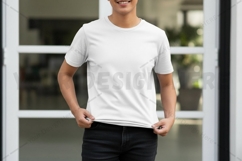 Men's white crew neck t-shirt mockup Product Image 1