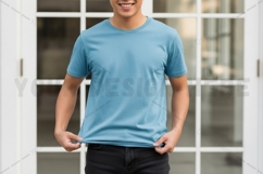 Men's light blue t-shirt mockup Product Image 1