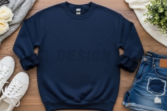 Navy blue crew neck sweatshirt mockup Product Image 1