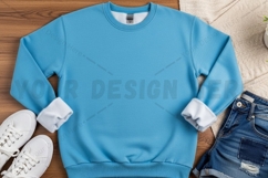 Light blue crew neck sweatshirt mockup Product Image 1