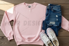 Casual pink sweatshirt with distressed mockup design Product Image 1