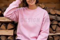 Pink long-sleeve t-shirt mockup Product Image 1