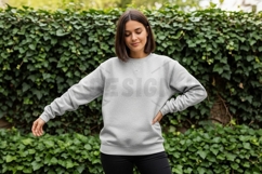 Casual grey sweatshirt for women t-shirt mockup Product Image 1