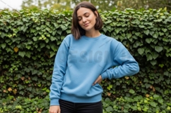 Light blue crew neck sweatshirt mockup Product Image 1