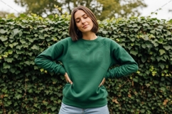 Emerald green crew neck sweatshirt mockup Product Image 1