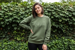 Olive green long sleeve t-shirt mockup Product Image 1