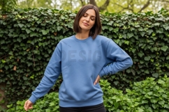 Blue long-sleeve crew neck sweatshirt mockup Product Image 1