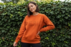 Bright orange casual t-shirt mockup Product Image 1