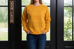 Mustard yellow long sleeve t-shirt mockup design Product Image 1
