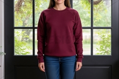 Burgundy long sleeve t-shirt mockup Product Image 1