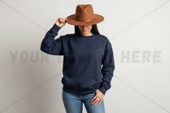 Navy blue crew neck t-shirt mockup Product Image 1