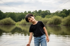 Casual black t-shirt mockup Product Image 1