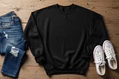 Black t-shirt mockup with jeans and t-shirt mockup Product Image 1