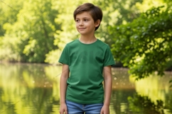 Green kids t-shirt mockup Product Image 1