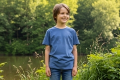 Kids blue t-shirt outdoor mockup Product Image 1