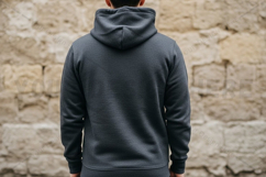 Men's grey hooded sweatshirt mockup design Product Image 1