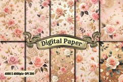 Old Glitter Gold Rose Digital Paper Product Image 1